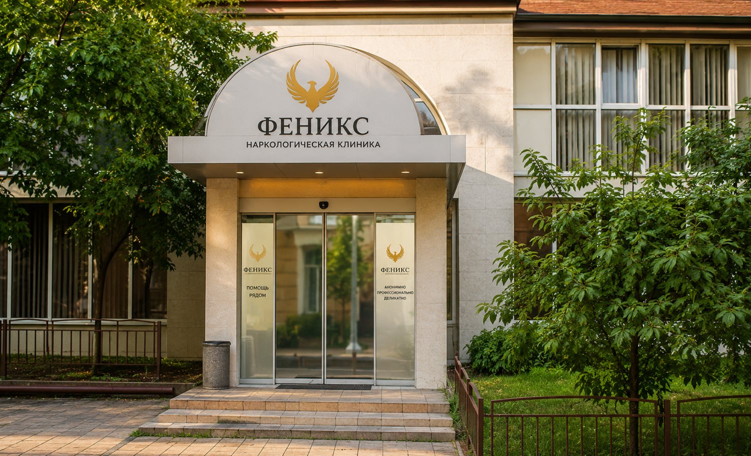 Вход в наркологическую клинику «Феникс» в Тобольске